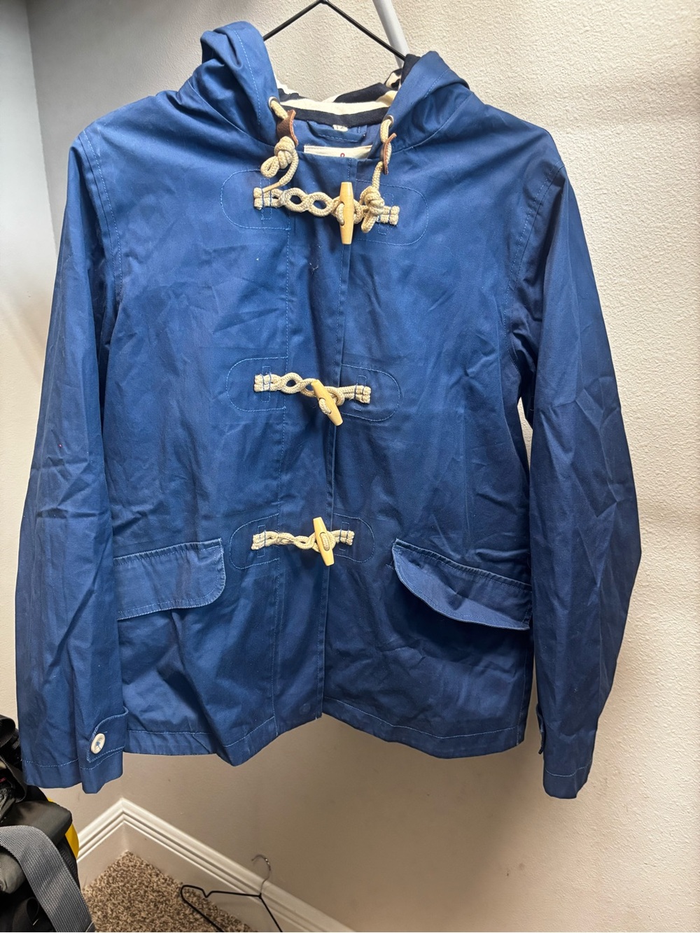 Women's Navy Hooded Toggle Peacoat raincoat